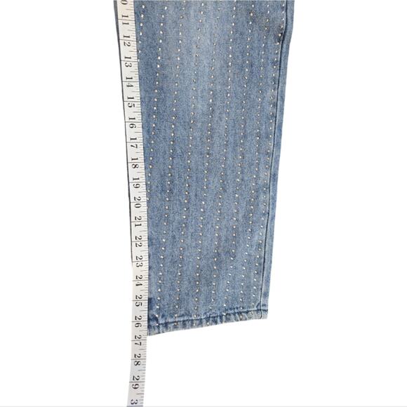 Blank NYC Rhinestone Studded Straight Leg Cropped Light Wash Jeans Size 26 New - Picture 7 of 15